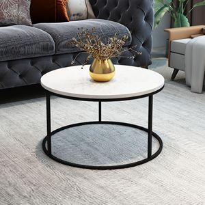 Round <b>Coffee</b> <b>Table</b> for Living Room Office <b>Small</b> Spaces Sturdy and Easy Assembly - Product Image 5