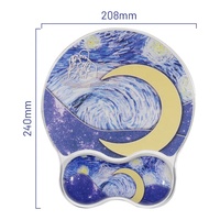 Tapis de souris en gel de silicone transparent, motifs algues de Van Gogh, repose-poignet, petit clavier, Kawaii, impression UV personnalisée, logo