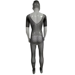 Men's <b>Fishnet</b> Bodystocking Black Spandex Polyester Exotic Dancewear Full <b>Body</b> Sheer Mesh Long Sleeve - Product Image 3