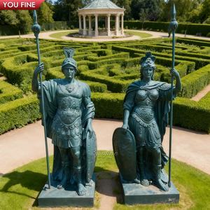 YOUFINE Custom Outdoor Estate Garden Entrada Bronce Guerrero romano con escultura de Lanza - Product Image 1