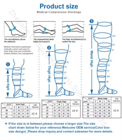 Bas de contention personnalisés à compression graduée noirs 20-30 mmHg anti-varices et œdèmes, en nylon, montants jusqu'aux cuisses, à bout ouvert
