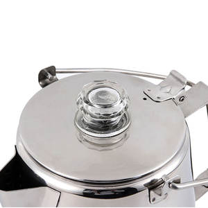 Cafetière de camping <span class=keywords><strong>percolateur</strong></span> Moka Pot en acier inoxydable professionnel avec couvercle en bois - Product Image 5