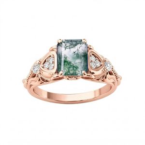 แหวนแต่งงานวินเทจทองคำแท้ 14K ประดับพลอยมรกตทรงเหลี่ยม 2 กะรัต พร้อมเพชรตกแต่ง ได้รับการรับรองจาก IGI สำหรับผู้หญิง ไซส์ 4-15 - Product Image 1