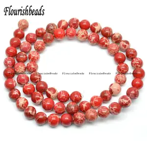 Natural Red Sea Sediment Jasper Stone Round Loose Beads Wholesale Beads supplier