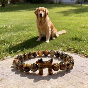 <span class=keywords><strong>Bracciale</strong></span> alla moda con perline in pietra naturale da 8 mm e ciondolo a forma di cane, protezione, forza, energia negativa, guarigione per uomo e donna, con carte - Product Image 1