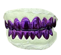 Grillz dentaires Hip Hop unisexe en argent 925, ensemble complet de crocs de vampire polis noirs, pour dents supérieures et inférieures, bijoux