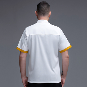 Uniforme de Chef de Verano de Algodón Tejido, Manga Corta, Doble Botonadura, Ropa de Trabajo de Cocina con Botones Dorados, Delantal de Cocina Profesional - Product Image 2