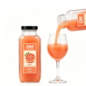 Bouteille en verre carrée française transparente écologique de 8oz, 12oz, 16oz, 250ml, 350ml, 500ml, 950ml pour Tequila, Jus de fruits, Herbes - Product Image 3