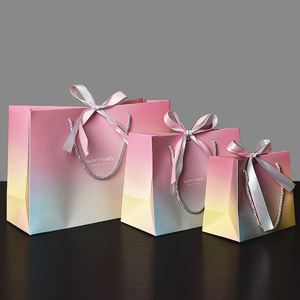Biodegradable Custom Printed Logo Luxury Rainbow Boutique Perfumes Packaging Wedding <b>Bag</b> <b>Small</b> Jewelry <b>Paper</b> <b>Bag</b> With Handles - Product Image 2