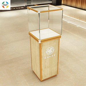Vitrine de présentation de bijoux de luxe en verre trempé éclairé par LED, en marbre noir de haute qualité, robuste, pour l'intérieur des magasins - Product Image 5