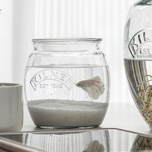 Aquarium rond de bureau Kilner (Royaume-Uni) de 850 ml pour poissons Betta, en verre épais, petit aquarium domestique pour poissons rouges - Product Image 4