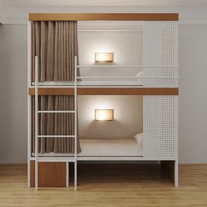 Бесплатный 3D-дизайн на заказ: двухъярусная кровать для общежития, стальная рама, для небольших квартир, двуспальная кровать для спальни - Product Image 1