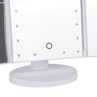 Miroir de maquillage pliable à trois volets avec logo personnalisé, éclairage LED portable, écran tactile intelligent, miroir cosmétique pliable sur pied