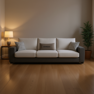 Divano Moderno a Tre Posti in Tessuto con Cuscini Imbottiti e Braccioli Dritti per Soggiorno - Product Image 2