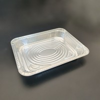 Conteneur rectangulaire en aluminium de haute qualité avec couvercle en papier, jetable, résistant au four, qualité alimentaire, capacité de 2450 ml, pour utilisation au barbecue