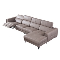 Modernes Luxus 4-5-Sitzer Elektrisches Sofa-Bett Fernbedienung Leder-Relaxsessel Hoher Holzrahmen Wohnzimmermöbel Modulares Eckdesign