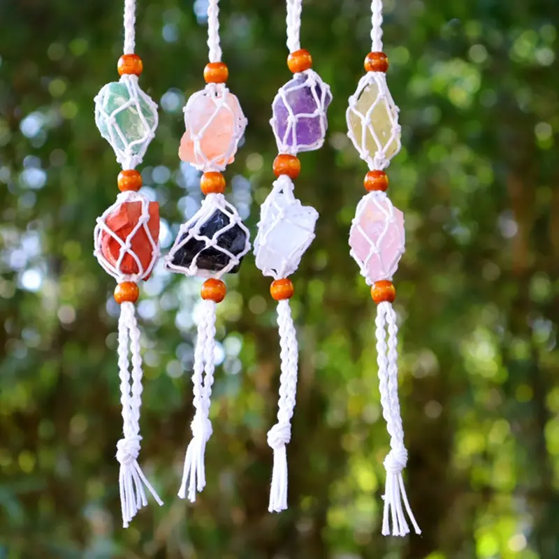 Diy Hand Woven Mesh Bag Trailer Decoration With Dual Color Gemstone Woven Mesh Bag Hanging Parts Trailer Batch