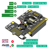 Yeni sürüm 3 in 1 Combo M.2 NVMe SSD PCI-e adaptörü ile çift soğutucu fanlar ve otomatik renk değişikliği ahududu pi 5 için LED