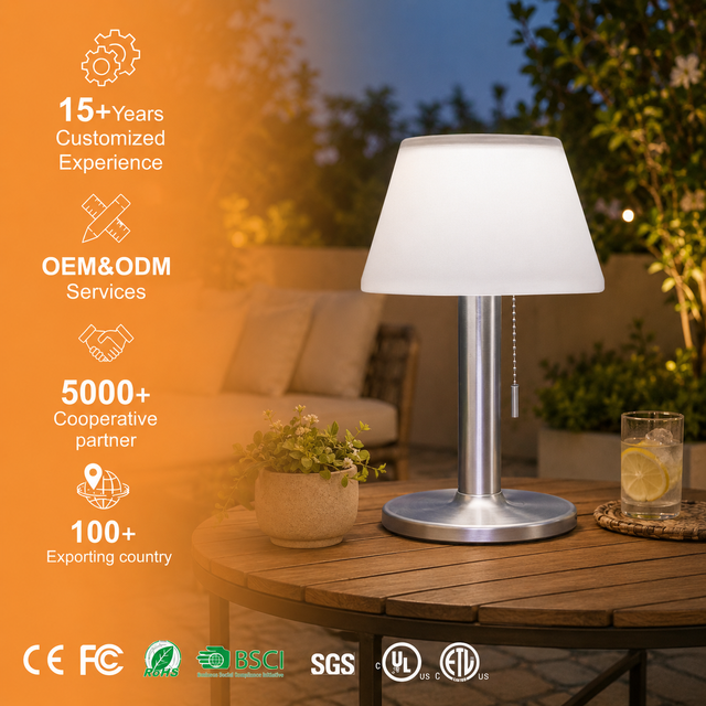 European American Household Stainless Steel Pull Cord Solar Desk Lamp Three-Level Long Bright White Light (Warm Table Lamps