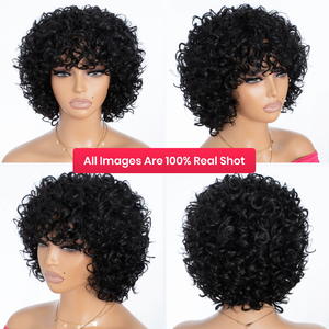 Cabello humano Peluca hecha a <span class=keywords><strong>máquina</strong></span> completa Pelucas negras naturales sin pegamento Cabello humano 10 pulgadas <span class=keywords><strong>Pixie</strong></span> Cut Short Bob Pelucas - Product Image 3
