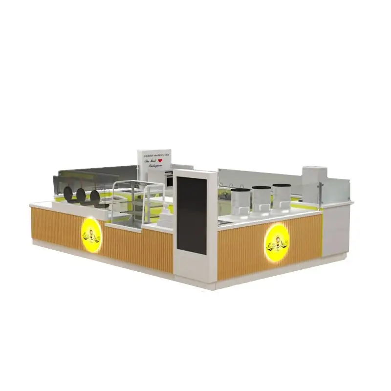 Desain Stan Makanan Cepat Saji, Kios Wafel Crepe Counter Teh Gelembung Unik untuk Dijual