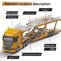 Modèle de camion en alliage moulé sous pression 1:50 avec son et lumière, remorque conteneur à inertie, jouet de construction