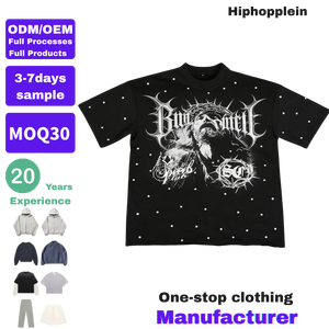 T-shirt Vintage da Produttore Streetwear, Pesante, Oversize, Personalizzata con Grafica, Strass, Taglio Boxy e Corto, Stampa Digitale - Product Image 1