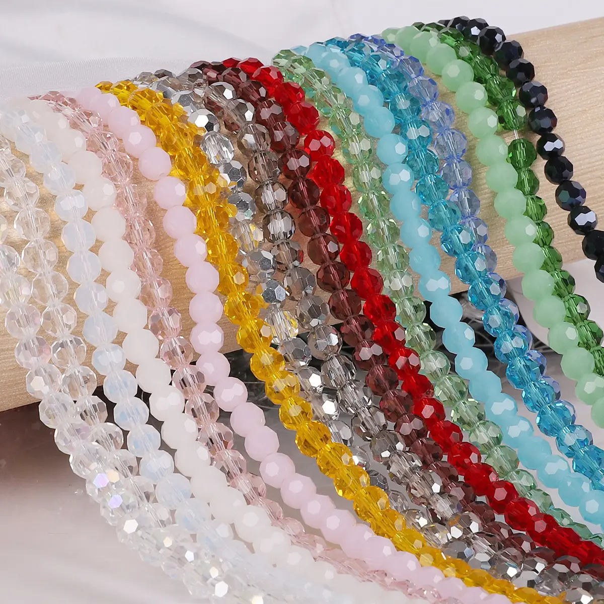 100 pieces/chain 4mm glass cut circular beads DIY necklace and bracelet beaded crystal plated accessories material loose beads