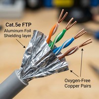 Cable de Conexión Ethernet Blindado Cat5e FTP HEADWAY, Alta Velocidad 100MHz, PVC Gris, Cable de Red RJ45 para LAN de Oficina
