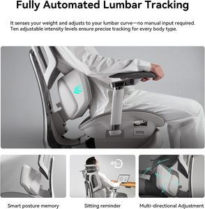 Fauteuil de Bureau Ergonomique Intelligent <span class=keywords><strong>Hbada</strong></span> X7 Gris, avec Suivi Lombaire Entièrement Automatisé, Appui-tête 4D, Accoudoirs Réglables à 720°, Pivotant - Product Image 2