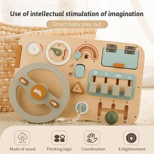 Asweets conception libre <span class=keywords><strong>Montessori</strong></span> occupé conseil bébé voiture volant enfant en bas âge jouets cadeau de noël pour enfants en bois occupé conseil - Product Image 4