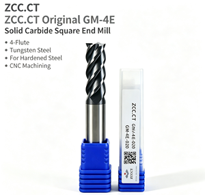 Fresa <span class=keywords><strong>de</strong></span> extremo plano <span class=keywords><strong>de</strong></span> carburo sólido ZCC.CT Original GM-4E, 4 filos, vástago recto, para acero endurecido, máquina CNC - Product Image 2