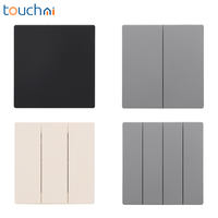 Interrupteur électrique standard européen Touchmi 86*86mm 1/2/3/4 voies, bouton poussoir noir pour la maison, conforme RoHS