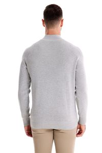 Inverno Hot Sale malhas Moda Mangas Compridas Cor Sólida Gola Alta Casual dos homens meia-zip pulôver camisola - Product Image 3