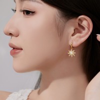 S925 Silver Opal Zircon Temperamento europeo y americano Ins Style Light Luxury Jewelry Womens Tragus Pendientes Venta