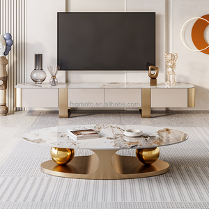 Juego de Mesa de <span class=keywords><strong>Centro</strong></span> y Mesas Auxiliares de Acero Inoxidable de Lujo para Sala de Estar, Muebles Modernos y Creativos de Diseño para Hotel - Product Image 2