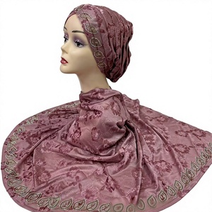 MS-2159 Nouveauté 2024 Hijab en coton floral, Foulard africain de Dubaï, Châles de prière, Écharpe en dentelle brodée, Tenues de fête du Ramadan - Product Image 3