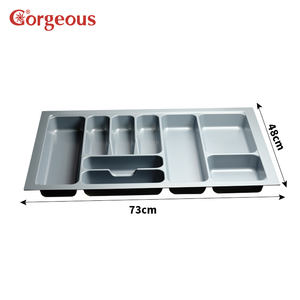 Schubladenorganizer Besteckkasten Ausziehbarer Besteckkasten Grau Küche Kunststoff Verschiedene PVC-Kartons Einzeln Grau Quadratisch Modern - Product Image 4