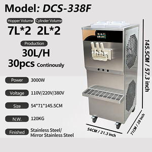 เครื่องทำไอศกรีมนุ่ม 3 รสชาติใหม่ พร้อมคอมเพรสเซอร์ 2 ตัว เครื่องทำไอศกรีมซอฟต์เสิร์ฟพร้อมปั๊มลม Maquinaria De Heladeria - Product Image 2