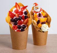 Gobelet en papier kraft biseauté personnalisable pour frites, patates douces, glaces et gaufres aux œufs