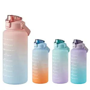 Alibaba Meilleur vendeur grande bouteille d'eau personnalisée en plastique sans BPA de 2 litres demi-gallon pour boisson de sport transparente avec marqueur de temps a