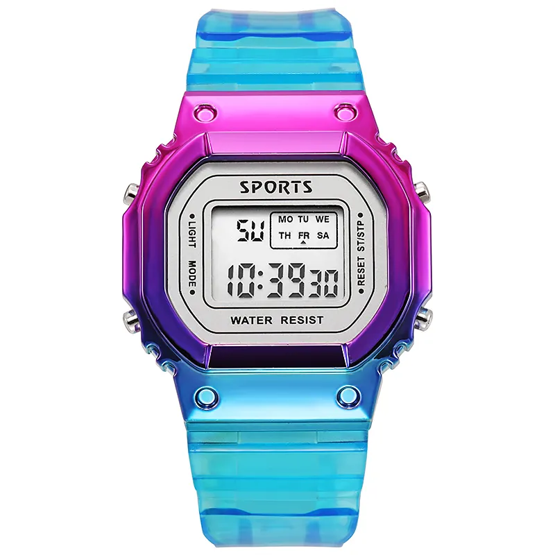 Jelly electronic watch life waterproof can display the world time and date practical, cheap and beautiful