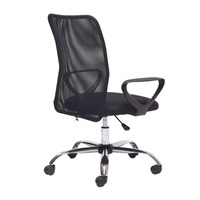 Fauteuil de bureau exécutif moderne en maille noire, design élégant, accoudoirs en PP chromé, vérin à gaz 100 mm, certifié ISO, pivotant et inclinable