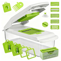 18-in-1 multifunctionele groentehakker, -snijder, -dicer, mandoline-snijder met opvangbak, voor uien, aardappelen en andere voedselbereiding in de keuken