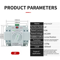 Saklar Transfer Otomatis Tipe CB ATS CHRMSHDG NTQ2-63/2P  Saklar Pengalih Daya AC Satu Fasa 63Amp