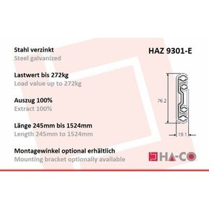 Guide per cassetti telescopiche a estrazione totale HAZ9301-E - Product Image 2