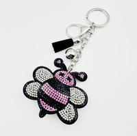 Koningsblauw schattig bijenvormig stijlvol sleutelhanger met volledig strass-versiering en kwastjes, hoogwaardig bestseller hangend ornament