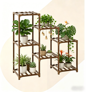 Support de plantes d'intérieur, étagère extérieure <span class=keywords><strong>en</strong></span> <span class=keywords><strong>bois</strong></span>, support à plantes à 3 niveaux <span class=keywords><strong>en</strong></span> forme d'échelle <span class=keywords><strong>pour</strong></span> mobilier de jardin, <span class=keywords><strong>pour</strong></span> salon et jardinage - Product Image 1