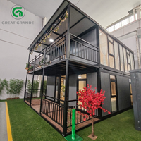 Villa de luxe à deux étages de 20 pieds, maison pliable prête à l'emploi, constructeur modulaire australien, maison conteneur extensible de luxe à double étage