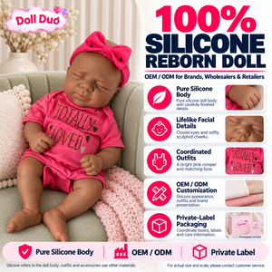 Muñeca Duo Personalizada de Silicona de Cuerpo Completo de 18 Pulgadas, Muñeca Reborn de Piel Oscura con Pelele Rosa, Regalo Personalizado de Navidad o Cumpleaños para Niños - Product Image 1
